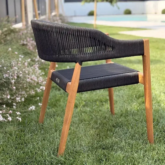 Scaun de exterior Lemn Μαύρα 77x60x60cm
