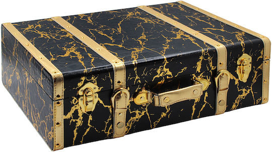 Storage Box Suitcase 50x35x18 Cm Pu Black Gold Keskor 52206-1