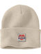 Heart Patch Beanie Unisex Beanie with Rib Knit in Beige color