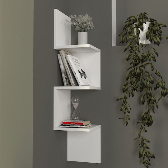 Corner Wall Shelf White 25x25x105cm