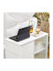 Rechteckig Beistelltisch Glas mit Rollen White B75xT35xH61cm