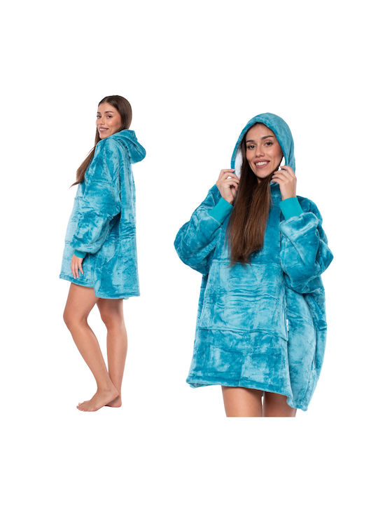 Sherpa Blanket with Sleeves 80x84cm Blue
