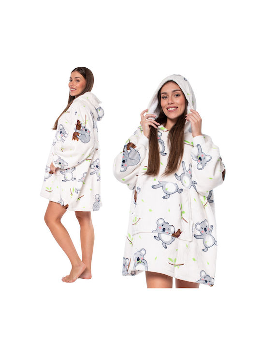 Κουβέρτα Sherpa με Μανίκια 80x84εκ. White