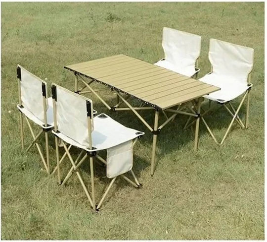 Camping Furniture Table Set in Case 95x55x50cm Beige