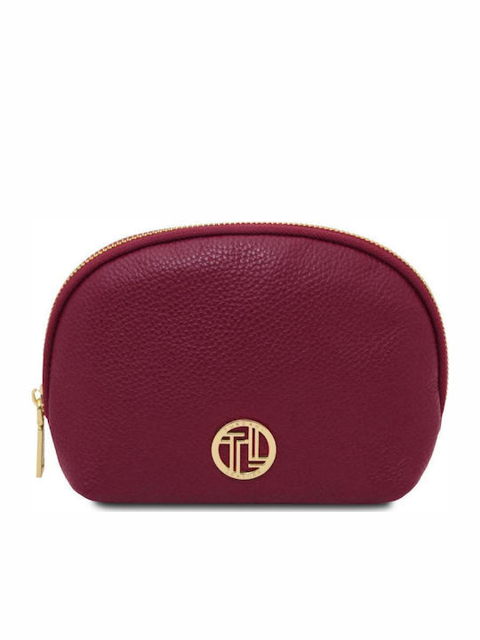 Vera Burgundy Leather Cosmetic Bag