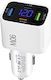 Car Charger 30W 3A Fast Charging with Ports 2xUSB-A 2xType-C White Color