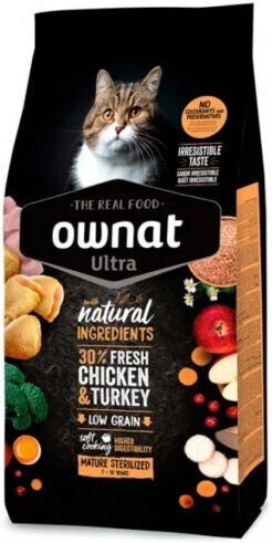 Ownat Dry Food for Senior Sterilized Cats with Chicken / Turkey 8kg