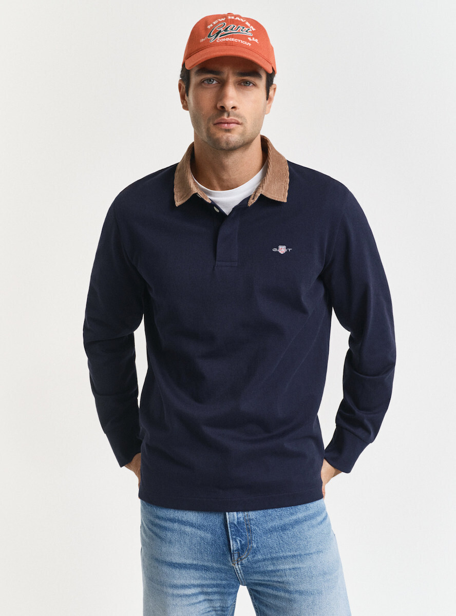 Gant Collar Heavy Rugger Polo Long Sleeve Blouse Dark Blue 2065070