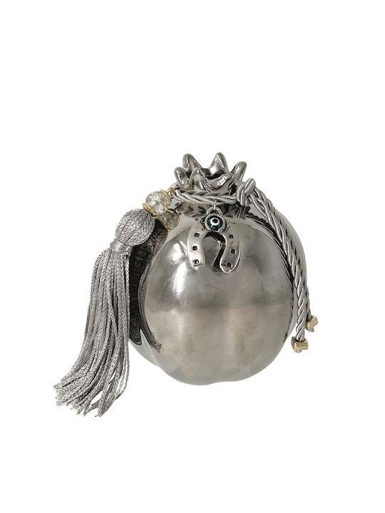 Marhome Tabletop Lucky Charm Pomegranate Silver Ceramic 9x10cm 1pcs