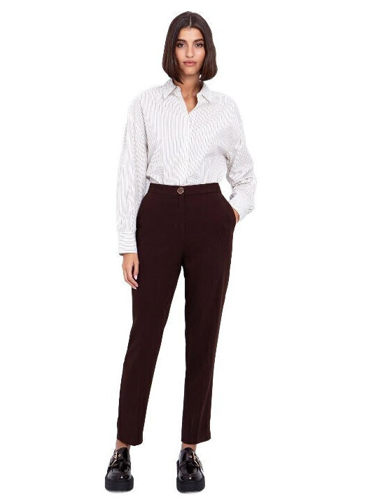 Toi&Moi Damen Hoch tailliert Stoff Hose mit Gum...