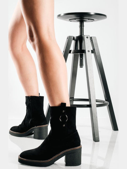 Wildleder Stiefeletten Damen Schwarz