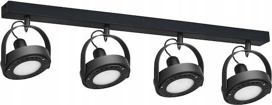Light Home Σποτ με 4 Φώτα και με Ντουί GU10 σε Μαύρο Χρώμα