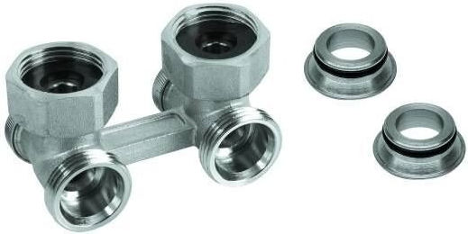 Double Angled Shut-Off Radiator Valve Fusion Compact Radiators Vko 2 Intermediate Nickel-Plated Sleeves 3/4 Inch