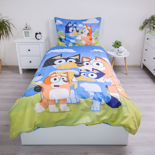 Conținut set Husă de pilotă pentru copii Single cu față de pernă Bumbac Albastru 140x200cm