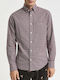 Long-sleeved Cotton Shirt Checked Dark Red