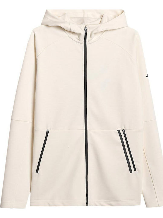 4F Ανδρική Αθλητική Ζακέτα με Κουκούλα Off White
