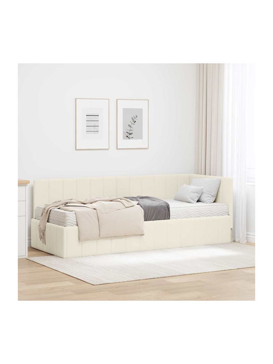 Ein Einzelbett Mit Samt Beigetönen Mit Lattenro...