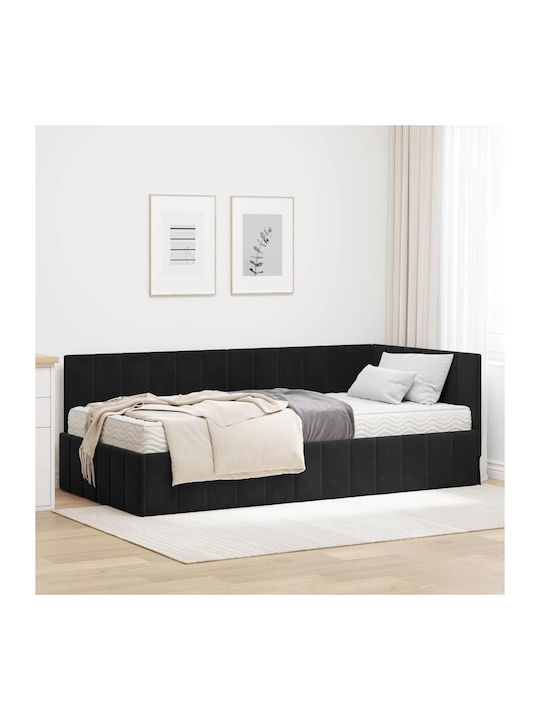 Ein Einzelbett Mit Samt Schwarze Mit Lattenrost...