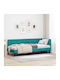 Single Bed Upholstered with Velvet Turquoise with Slats for Mattress 80x200cm