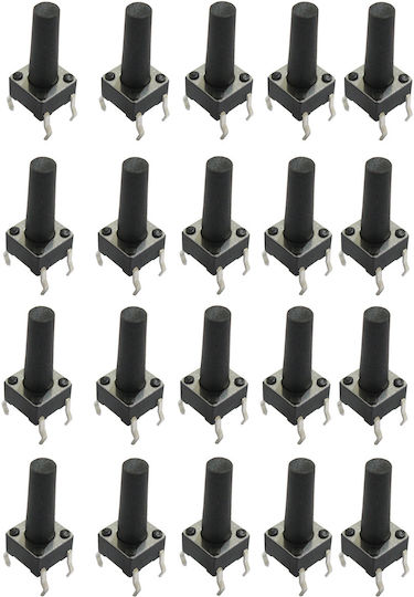 20 Pieces Tact Switch Momentary Button 6x6mm Height 13.5mm Board