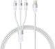 Baseus Starspeed USB to Lightning / Type-C / micro USB 1.5m 5A Cable White (P10319900211-00)