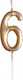 Metallic Gold Birthday Candle Number "6" Antella Sh-719-6