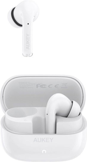 Aukey EP-B1 In-ear Bluetooth Handsfree Ακουστικά με Αντοχή στον Ιδρώτα και Θήκη Φόρτισης Λευκά