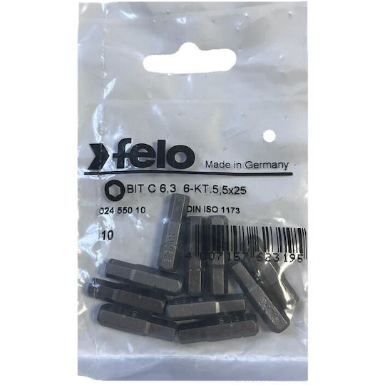Set 10 Biți Pentru Șurubelniță Serie Industrială Hex C6.3 Hx5.5 25mm