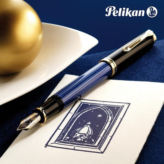 Pelikan Souveran M800 Πένα Γραφής Broad με Μαύρο Μελάνι