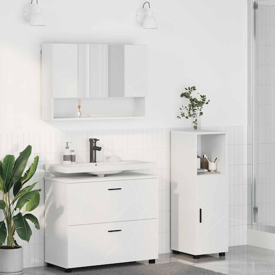 vidaXL Countertop with Sink, Mirror & Column L76.5xW35xH64cm White