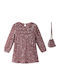 Children's Dress Long Sleeve with Sequins Set with Accessories Pink