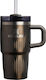 Stanley Fluted Handled Tumbler Thermos Stainless Steel 590ml Gunmetal Shine with Straw and Handle