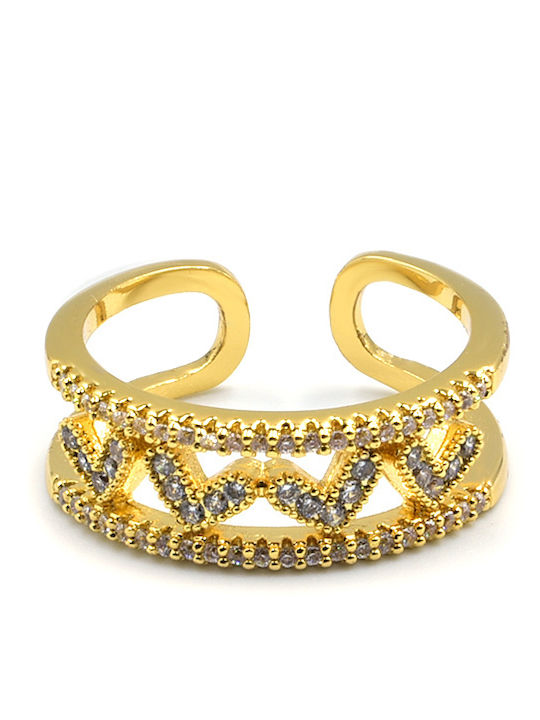 Gold Plated Brass Zircon Ring Liebe Gold