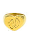 Δαχτυλίδι Σεβαλιέ Ανοξείδωτο Ατσάλι Heart Seal Gold