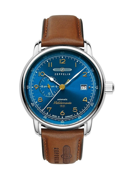 Zeppelin Herrenuhr 40mm Batterie mit Braun Lede...