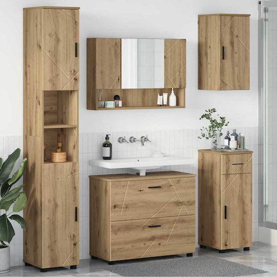 vidaXL Blat cu Lavoar, Oglindă & Coloană L30xW35xH192cm Coffee