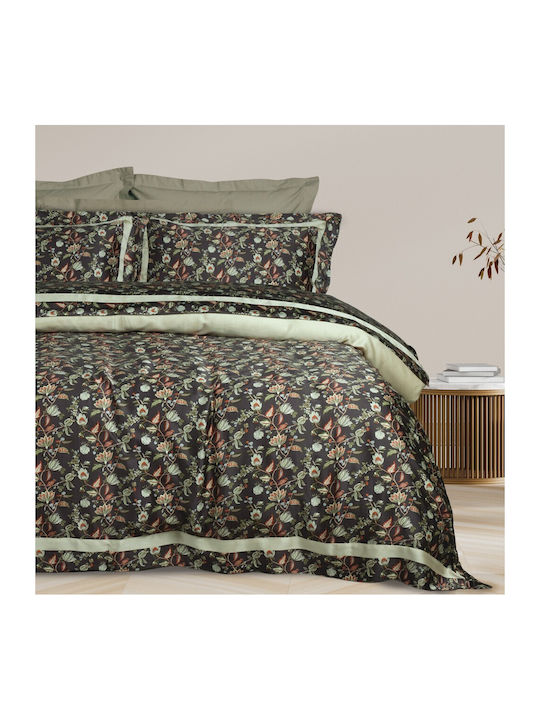 Das Home Duvet Cover Set Queen with 2 Pillowcases 220x240 Executive Green, Grey
