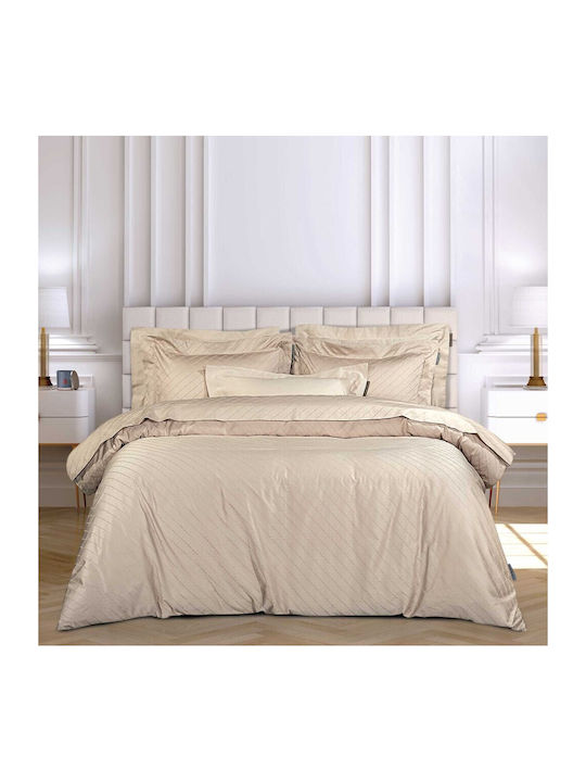 Greenwich Polo Club Duvet Cover Set Cotton Satin Queen with 2 Pillowcases 220x240 Classic Taupe