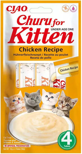 Inaba Ciao Churu Kitten Reward Cats Puree Chicken 4 X 14g