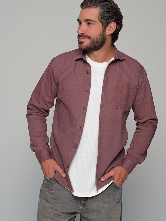 Ben Tailor Long-sleeved Denim Shirt Bordeaux