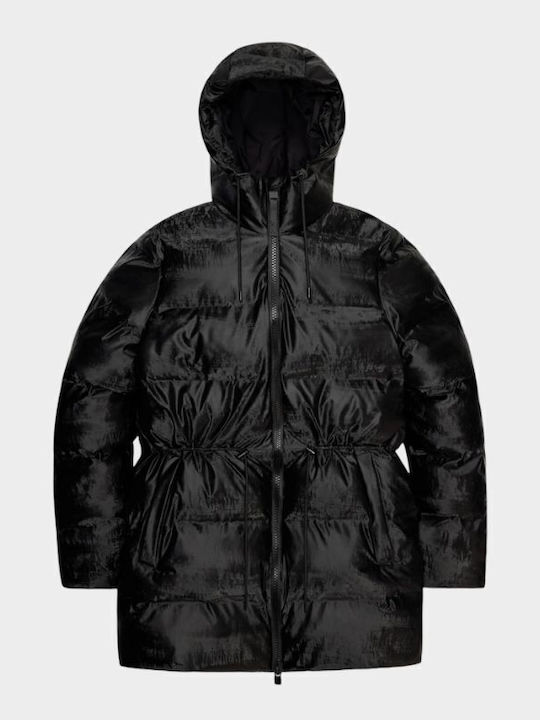 Alta Women's Long Puffer Jacket Waterproof for Winter with Hood Black