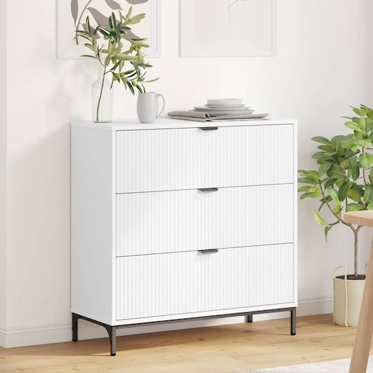 Wooden Chest of Drawers with 3 Drawers White 79.5x33x82cm