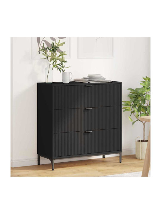 Wooden Chest of Drawers with 3 Drawers Black Ve...