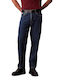 Men's Jeans Pants Regular Tapered Fit Dark Aged Denim