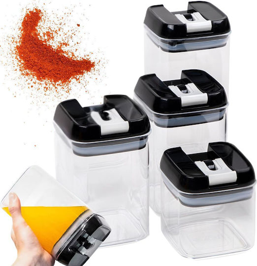 Verk Group Set 4 Bucăți Vaze Utilizare Generală cu Capac Ermetic Plastic Maro 1200ml 4 Bucăți