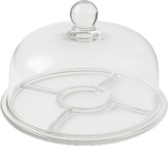 Galifas Glass Dessert Divided Serving Plate Transparent 18x30cm