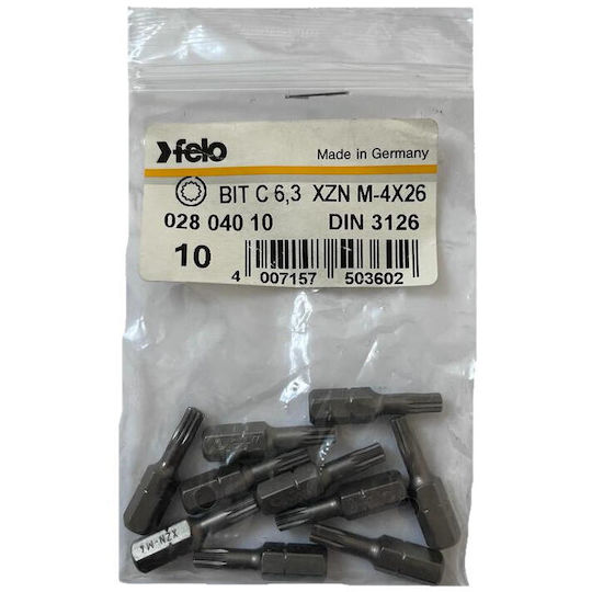 Set 10 Industrial Series Xzn Profile Bits C6.3 M4 25mm