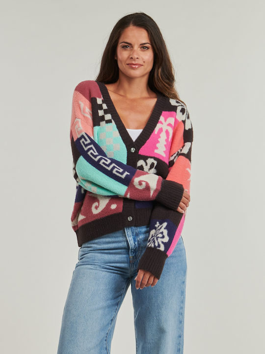 Short Women's Knitted Cardigan with Buttons Pink
