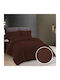 Pucioasa Set Coverlet Queen Size from Polyester Dark Brown 230x250cm 3pcs