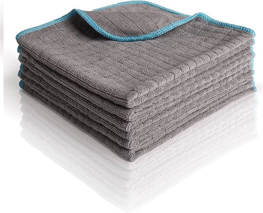 Lavete Din Microfibră De Curățenie / Uscare / Lustruire Pentru Materiale Plastice Pentru Interior - Tabloul De Bord Mașină 380gsm Gri 40x40cm 6 Bucăți